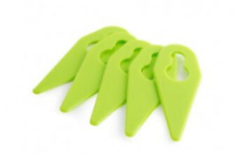 Rack includes 50 replacement grass trimmer blades