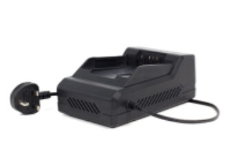 A replacement fast charger for the Cordless Lawnmower 2.0 or CLM50. With a rapid 1-hour charge