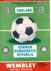 1970 November 25th ENGLAND v GERMAN DEMOCRATIC REPUBLIC Football Programme ref102091