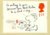 GREETINGS I'm writing to you ... by Mel Calman Postcard special LAUGHTERTON 1996hand stamp postmark refE201