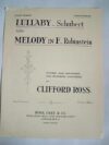 LULLABY Schubert andMELODY in F_Rubinstein CLIFFORD ROSS VINTAGE SHEET MUSIC 1134